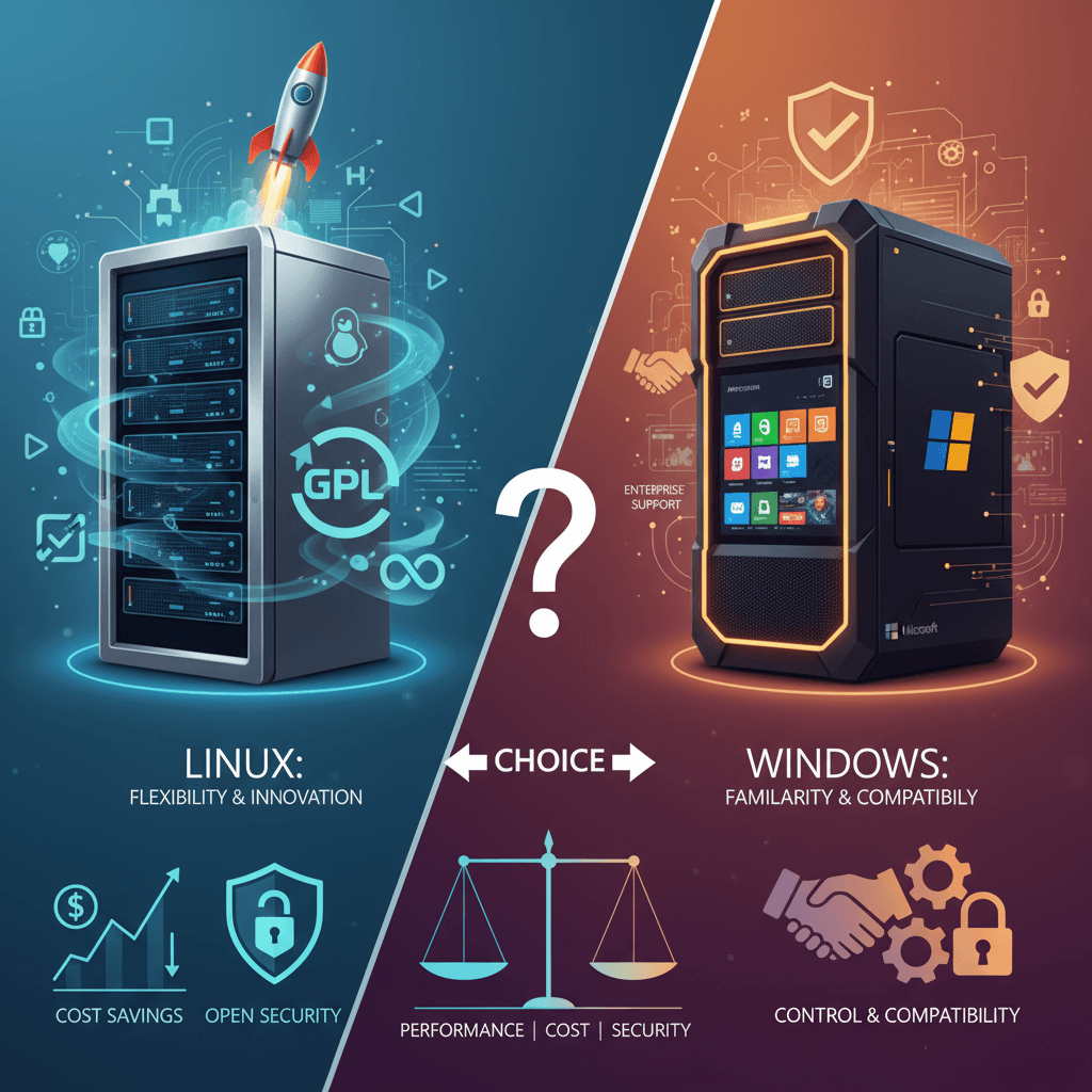 Linux and Windows server operating systems